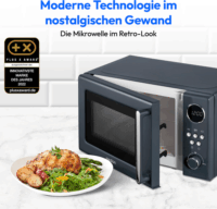 Medion MD15000 Retro Szabadonálló Mikrohullámú sütő 20L 800W -Szürkes