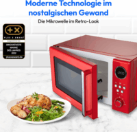 Medion MD15000 Retro Szabadonálló Mikrohullámú sütő 20L 800W - Piros