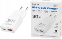 Logilink PA0348 USB-A / USB-C GaN Hálozati Gyorstöltő Adapter 30W - Fehér