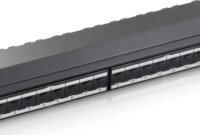 Equip 326424 Cat6A patch panel 24 port, 1U, fekete, árnyékolt