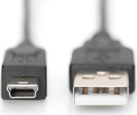 Digitus Assmann USB A apa - MiniUSB 2.0 Adat és töltő kábel 1m - Fekete