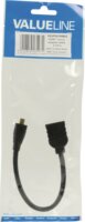 Valueline HDMI F - micro HDMI M Adapterkábel ethernettel 0.2m - Fekete