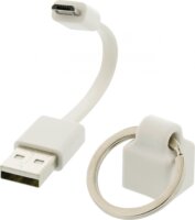 Valueline micoUSB kábel kulcstartó 0,1m Fehér (USB-A 2.0 apa - USB micro-B 2.0 apa)
