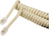 RJ10 Headset/Telefon spirálkábel 2m - Elefántcsont