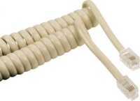 RJ10 Headset/Telefon spirálkábel 2m - Elefántcsont