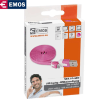 Emos SM7001P USB 2.0 M - micro USB M Adatkábel 1m - Rózsaszín