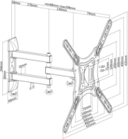 SBOX LCD-443 23"-55" LCD TV/Monitor dönthető dupla karos fali tartó Fekete