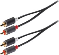 König Sztereó audiokábel 1m szürke (2 db RCA-dugasszal - 2 db dugasszal)