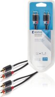 König Sztereó audiokábel 1m szürke (2 db RCA-dugasszal - 2 db dugasszal)