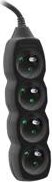 Tracer PowerCord 3m 4 aljazt hosszabbító/elosztó - Fekete