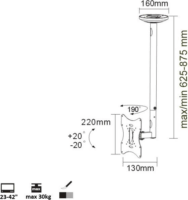 Maclean MC-504b 23"-42" LCD TV/Monitor mennyezeti tartó - Fekete