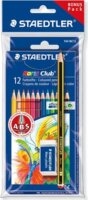 Staedtler Noris Club Hatszögletű színes ceruza készlet (12 db / csomag) + 1 db grafitceruza + 1 db radír