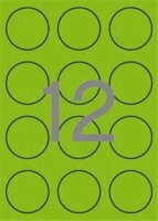 Apli 60 mm kör Etikett Neon zöld 240 etikett/csomag