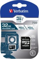 Verbatim Pro 32GB micro SDHC UHS-I CL10 memóriakártya + Adapter