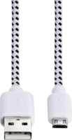 Hama 20075 USB 2.0 - micro USB szövetburkolatos kábel 1m - Fehér