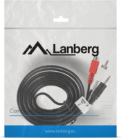 Lanberg 3.5 Jack apa - 2x RCA Sztereó kábel 2m - Fekete