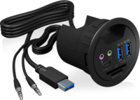 IcyBox USB 3.0 Hub (2+1 port + audió + SD reader) Fekete