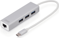 Digitus DA-70255 USB 3.0 HUB + Ethernet (3+1 port) Ezüst