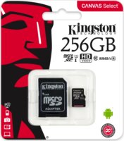Kingston 256GB Canvas Select microSDXC UHS-I CL10 memóriakártya + Adapter