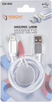 Sbox MAGNETIC-MUSB USB apa - MicroUSB apa mágneses adatkábel 1m - Ezüst