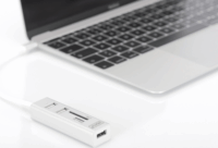 Digitus DA-70243 USB 2.0 HUB (3 port) kártyaolvasóval - Fehér