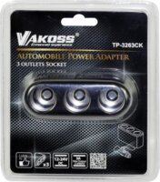 Vakoss TP-3263CK Szivargyújtó elosztó (1 -> 3 Socket) Fekete