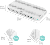 Unitek Y-2190 10-port USB Smart töltő állomás (160W)