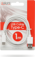 Delight 55550WH-1 USB apa - USB-C apa töltőkábel 1m - Fehér