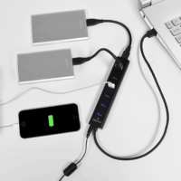 Axagon HUE-SA7BP 7 portos USB3.0 gyorstöltő HUB - Fekete