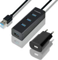 Axagon HUE-S2BP USB3.0 Gyorstöltő HUB (4 port) Tápegységgel Fekete