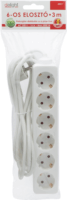 Delight 20211 6 aljzatos elosztó kapcsolóval 3m - Fehér