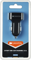Canyon CNE-CCA06B Autós töltő 3xUSB aljzattal (5V / 3100mA) Fekete