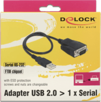 DeLOCK 62958 USB 2.0 apa -> RS232 (Soros) apa adapter kábel ESD védelemmel 0.35m - Fekete