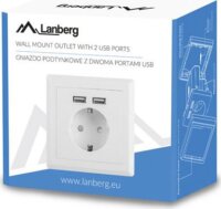Lanberg AC-WS01-USB2-F Konnektor USB töltővel - Fehér