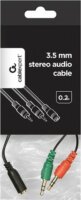 Gembird CCA-418M 3.5mm Jack anya - 2x 3.5mm Jack apa kábel 0.2m - Fekete