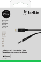 Belkin AV10172BT03-BLK MIXIT 3.5mm Jack - Lightning Adapter kábel 0.9m Fekete