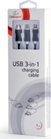 Gembird CC-USB2-AM31-1M USB A apa - Lightning + MicroUSB apa + USB-C apa iPhone Töltőkábel 1m - Fekete