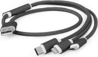 Gembird CC-USB2-AM31-1M USB A apa - Lightning + MicroUSB apa + USB-C apa iPhone Töltőkábel 1m - Fekete