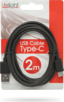 Delight 55550BK-2 USB-A apa - USB-C apa Adapter kábel 2m - Fekete