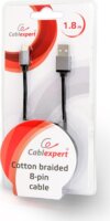 Gembird CCB-MUSB2B-AMLM-6 USB 2.0-A apa - Lightning Adat- és töltőkábel 1.8m - Fekete