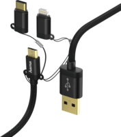 Hama 183348 USB-A - USB-C + Micro USB + Lightning (apa - apa) kábel 1m - Fekete