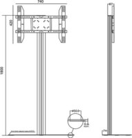 Multibrackets 180 Single 24"-63" LCD TV/Monitor talpas padló állvány Ezüst