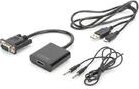 Digitus VGA apa - HDMI anya adapter - Fekete