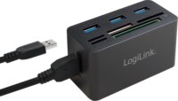 Logilink CR0042 USB 3.0 HUB (3 port) + Kártyaolvasó Fekete