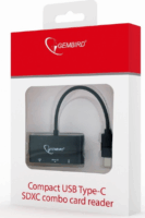 Gembird UHB-CR3-02 USB-C kártyaolvasó - Fekete