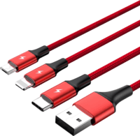 Unitek C4049RD USB-A - Micro USB + USB-C + Lightning (apa -apa) kábel 1.2m - Piros