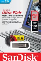 Sandisk 256GB Ultra Flair USB 3.0 pendrive - Ezüst/fekete