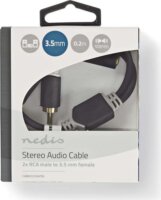 Nedis CABW22255AT02 2x RCA apa - 3.5mm Jack anya kábel 0.2m - Fekete