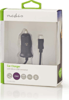 Nedis Autós töltő Fix MicroUSB kábellel (5V / 2400mA) Fekete