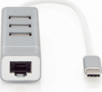 Digitus DA-70253 USB 2.0 HUB (3 port) Ethernettel - Ezüst